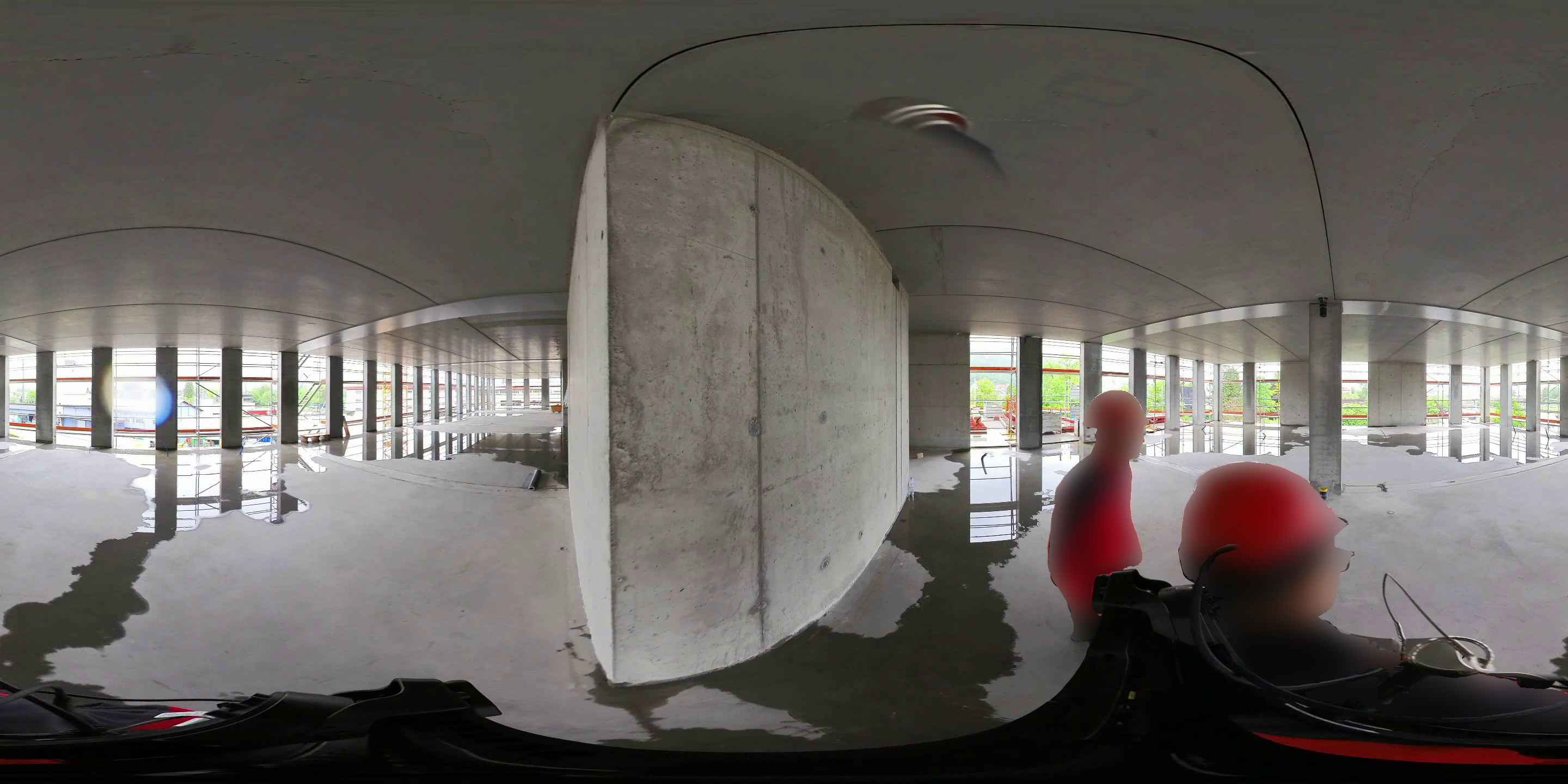 The same panorama shifted so the projection seam cuts through several columns.